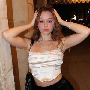 Lucy in the Sky Elegant Cream Satin Crop Top